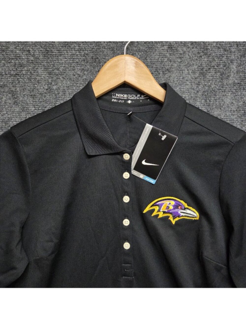 Nike Golf Dri-FIT Shirt Womens Large Black Polo Baltimore RAVENS Long Sleeve NWT - Picture 2 of 11